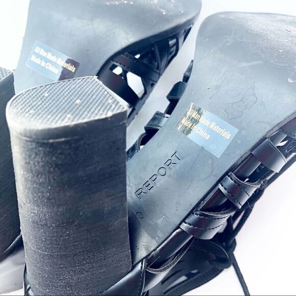 Report Black Cage Peep Toe Lace Up Heels - Picture 7 of 8